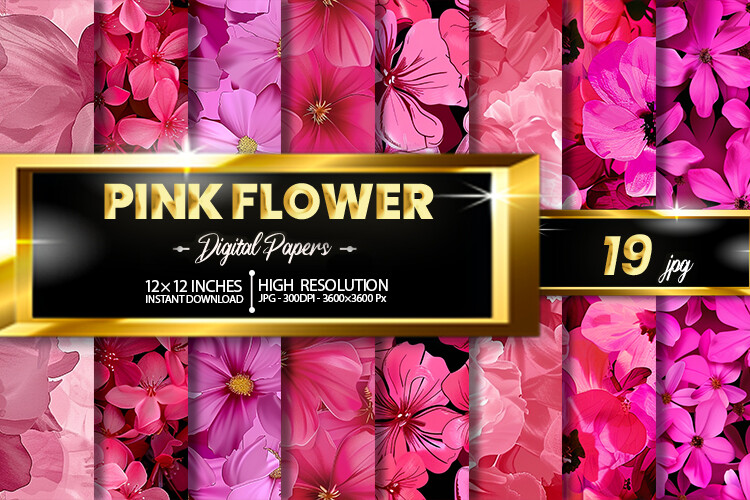 Pink Flower Digital Papers Graphic by Hurairagraphics · Creative Fabrica