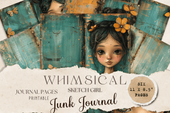 Whimsical Sketch Girl Junk Journal