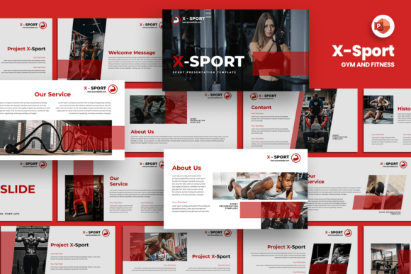 Preview of X Sport - Gym & Fitness PowerPoint sports presentation template