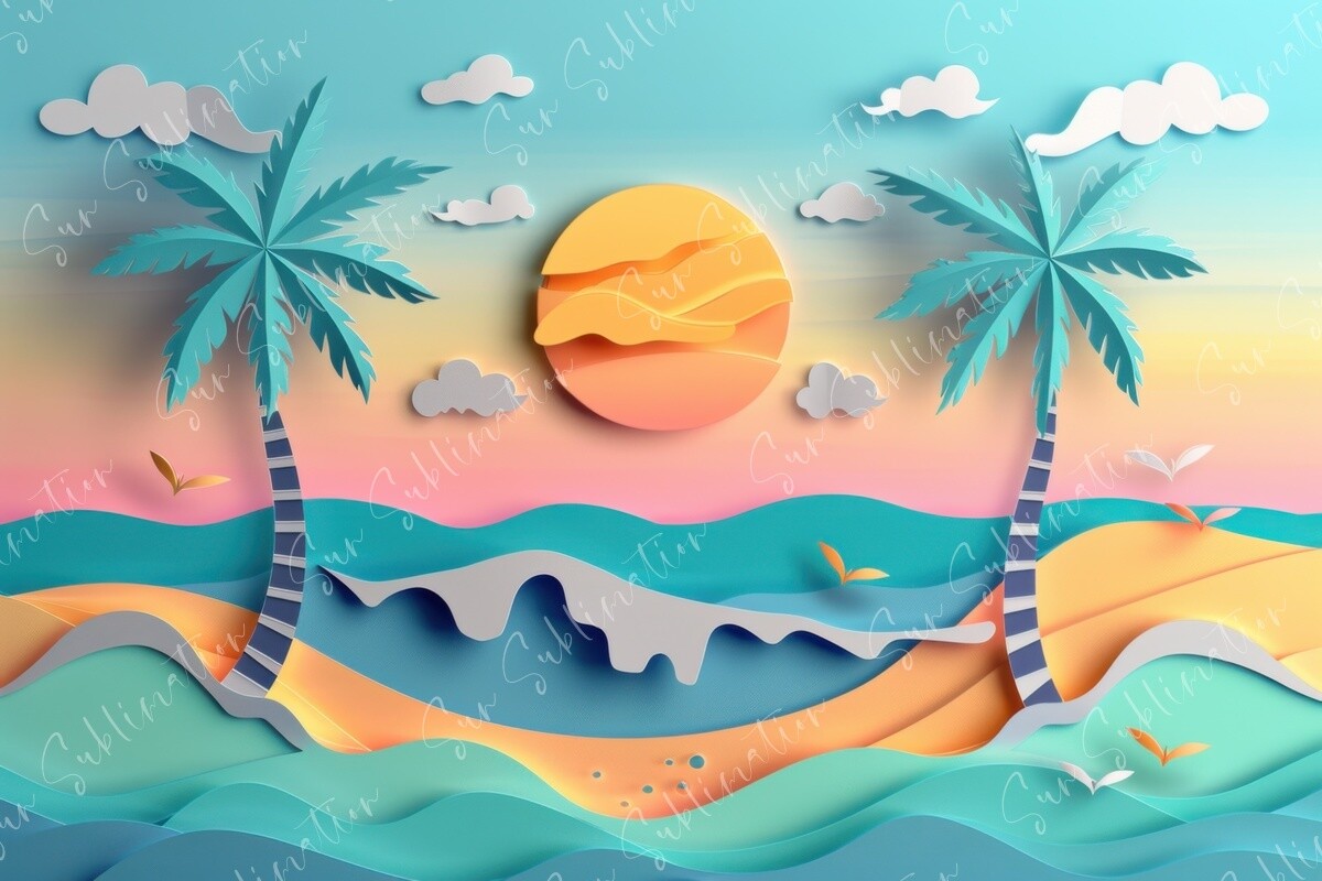 3D Tropical Sunset Bliss Graphic by Sun Sublimation · Creative Fabrica