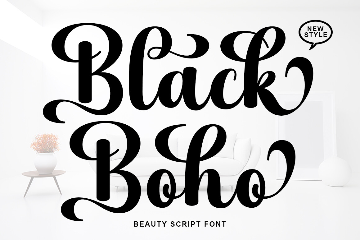 Black Boho preview, bold contrast script