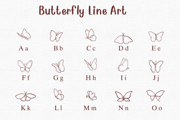 Butterfly Line Art Font - Preview 1