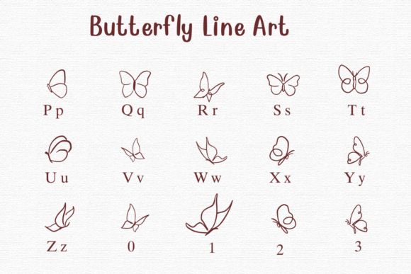 Butterfly Line Art Font - Preview 2