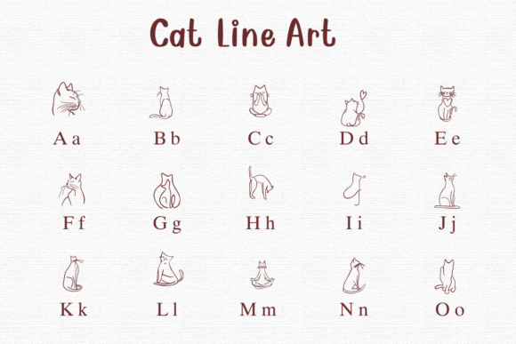 Cat Line Art Font - Preview 1