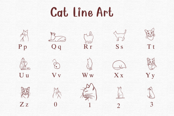 Cat Line Art Font - Preview 2