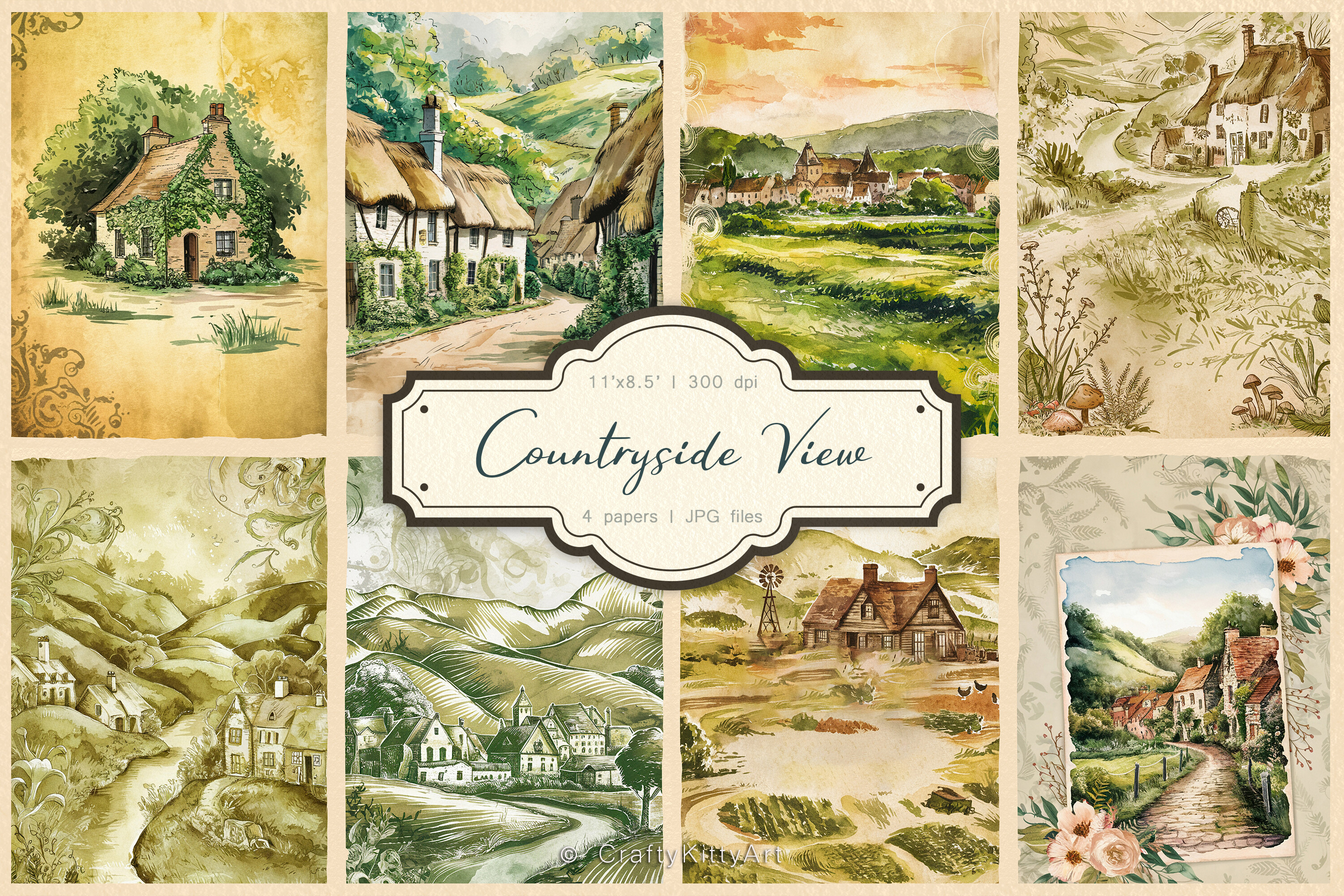 Countryside Junk Journal Vintage Pages Graphic by CraftyKittyArt ...
