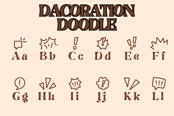 Dacoration Doodle Font PNG with transparent background - Preview 1
