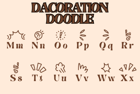 Dacoration Doodle Font PNG with transparent background - Preview 2