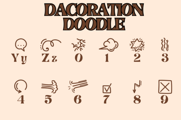 Dacoration Doodle Font PNG with transparent background - Preview 3