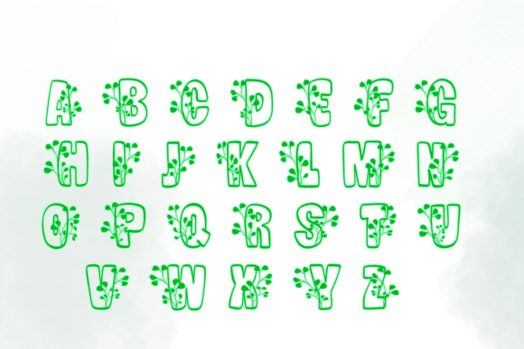 Leaf Font PNG with transparent background - Preview 1