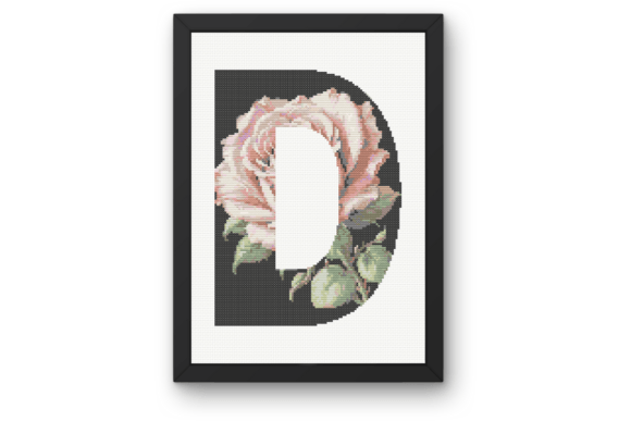 Pink Rose on Black D Monogram