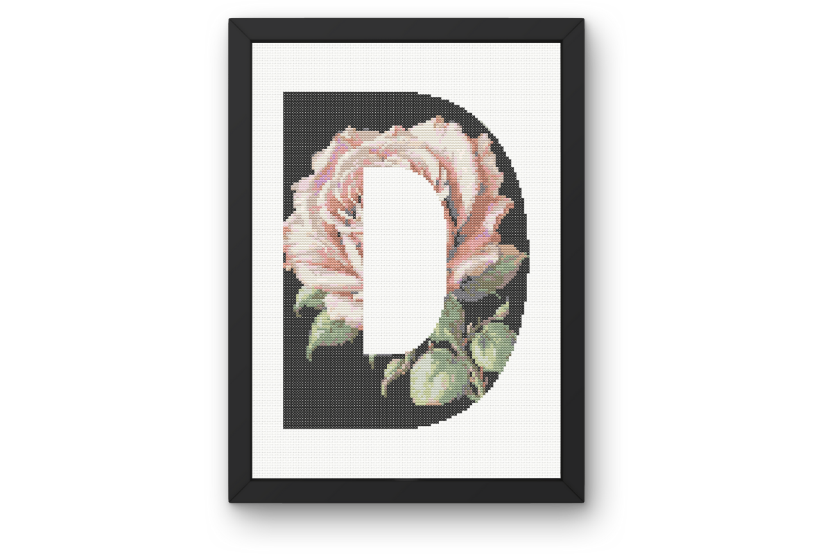 Pink Rose on Black D Monogram