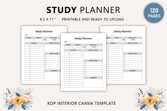 Study Planner Canva Template KDP - Digital