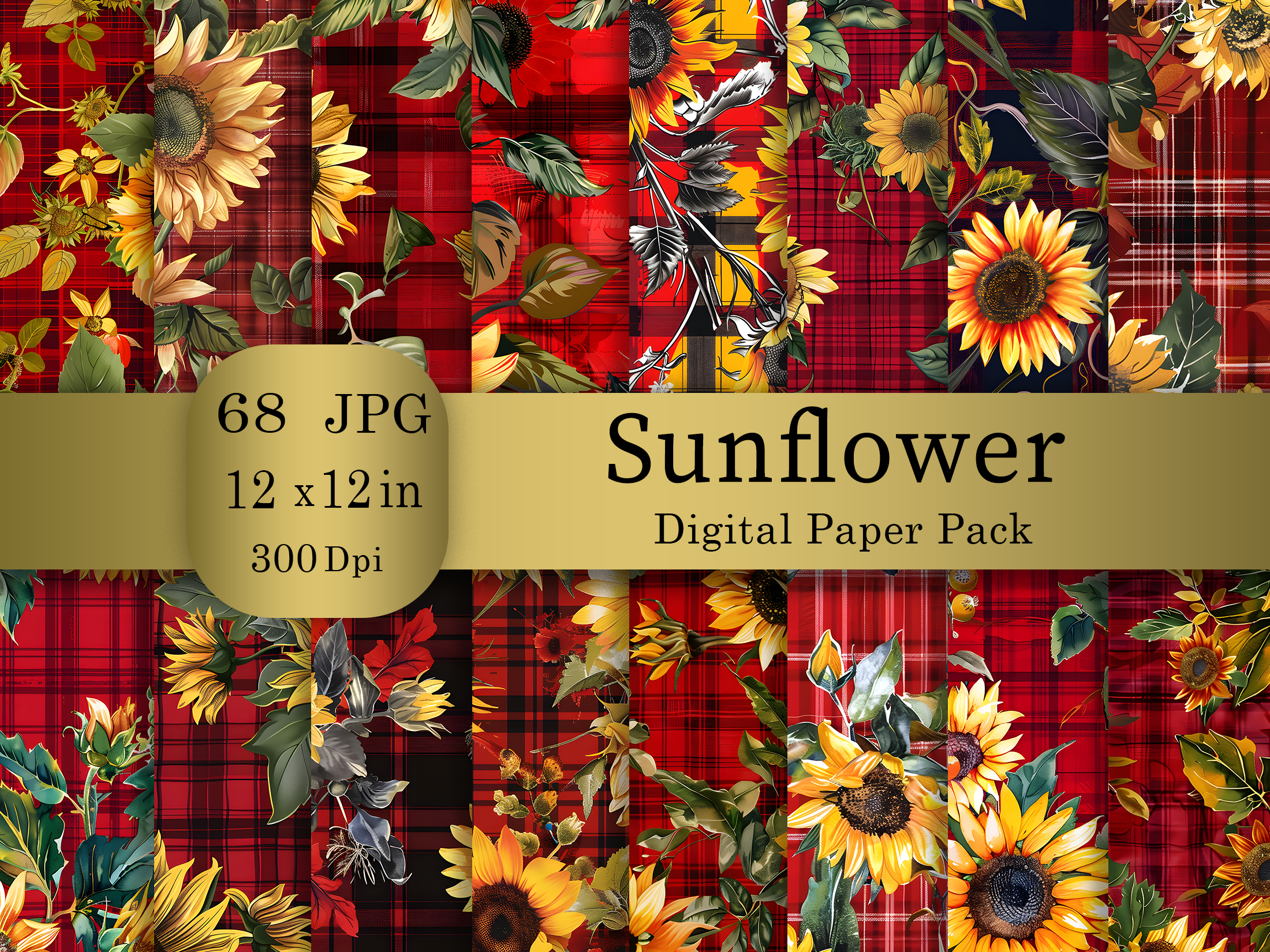 Sunflower Digital Paper Bundle Graphic by Art.X · Creative Fabrica