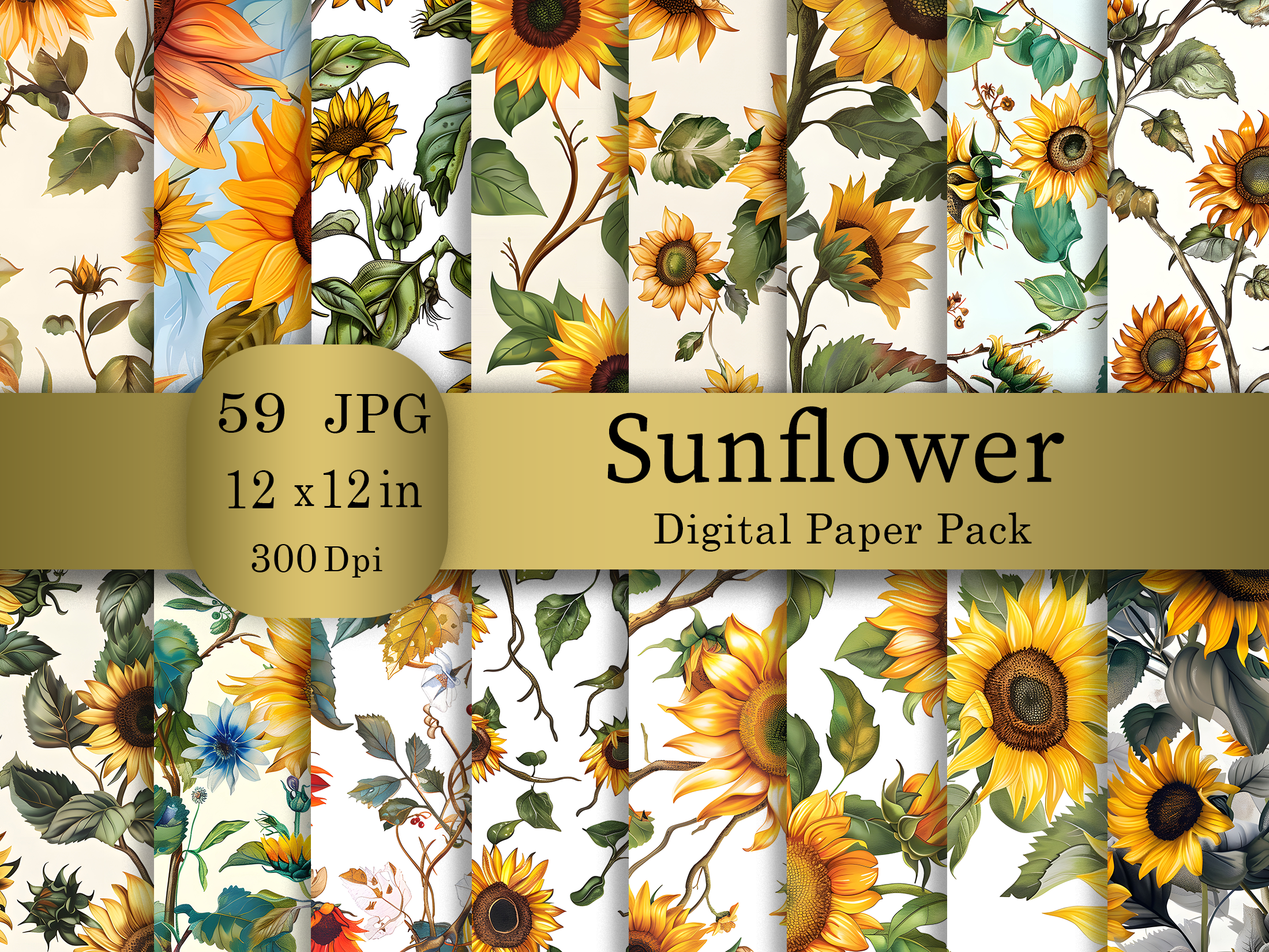 Sunflower Digital Paper Bundle Graphic by Art.X · Creative Fabrica