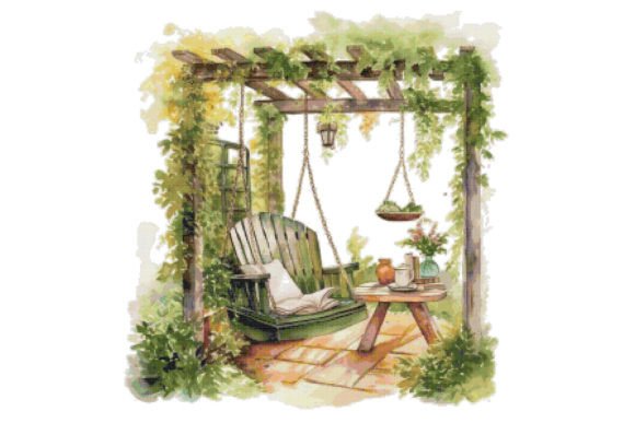 Swing Chair Counted Cross Stitch Pattern