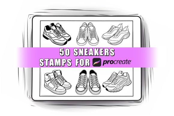 50 Sneakers Procreate Stamps Brushes