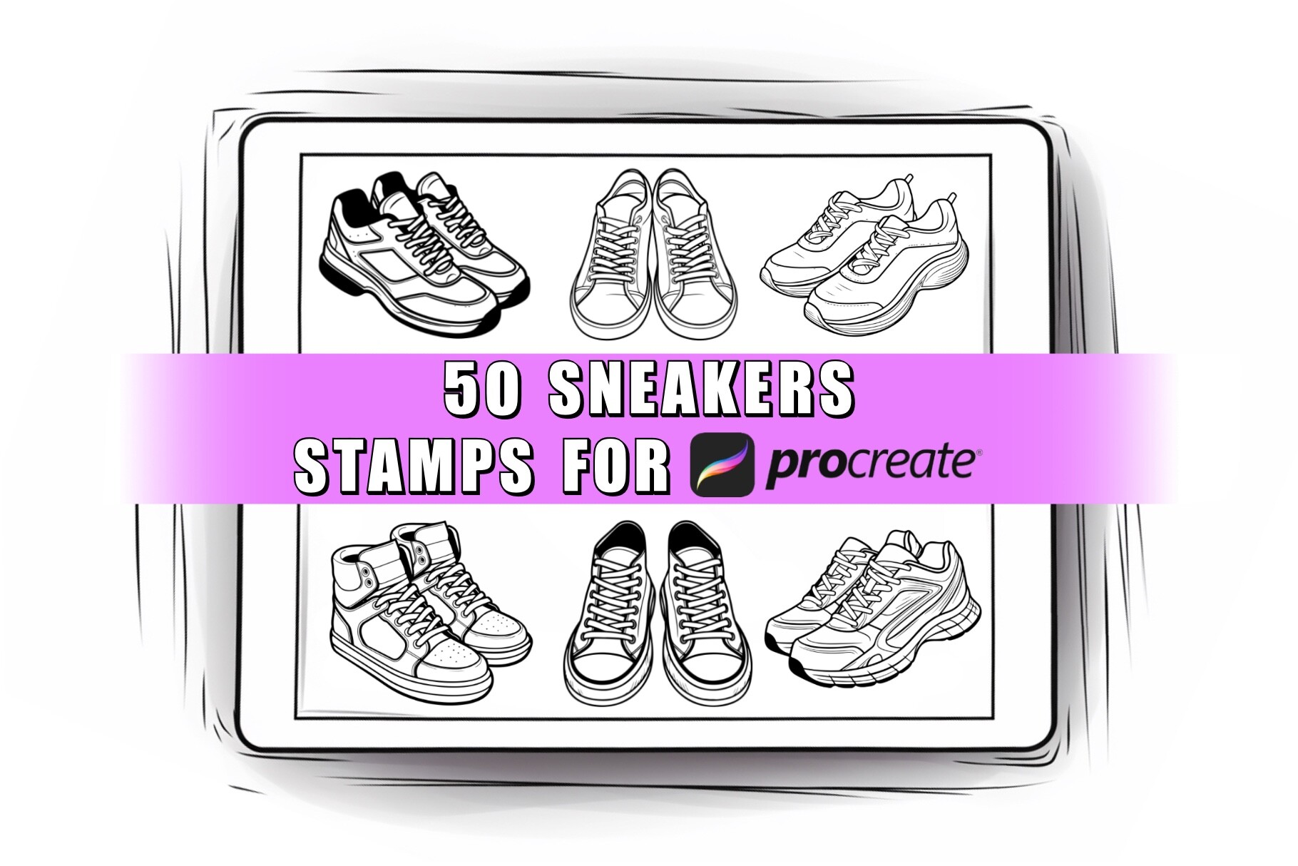 50 Sneakers Procreate Stamps Brushes