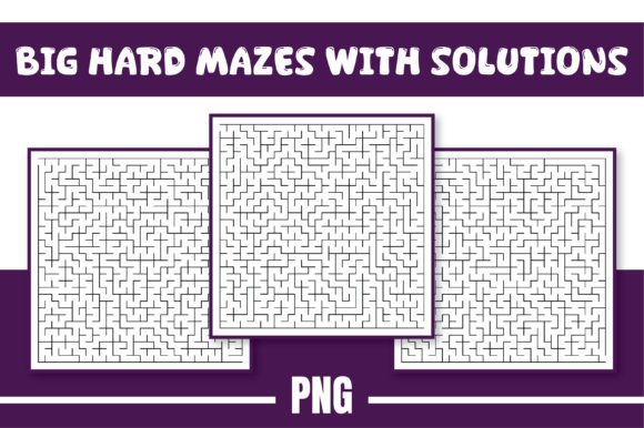 Big Hard Mazes with Solutions Graphic by Endro · Creative Fabrica