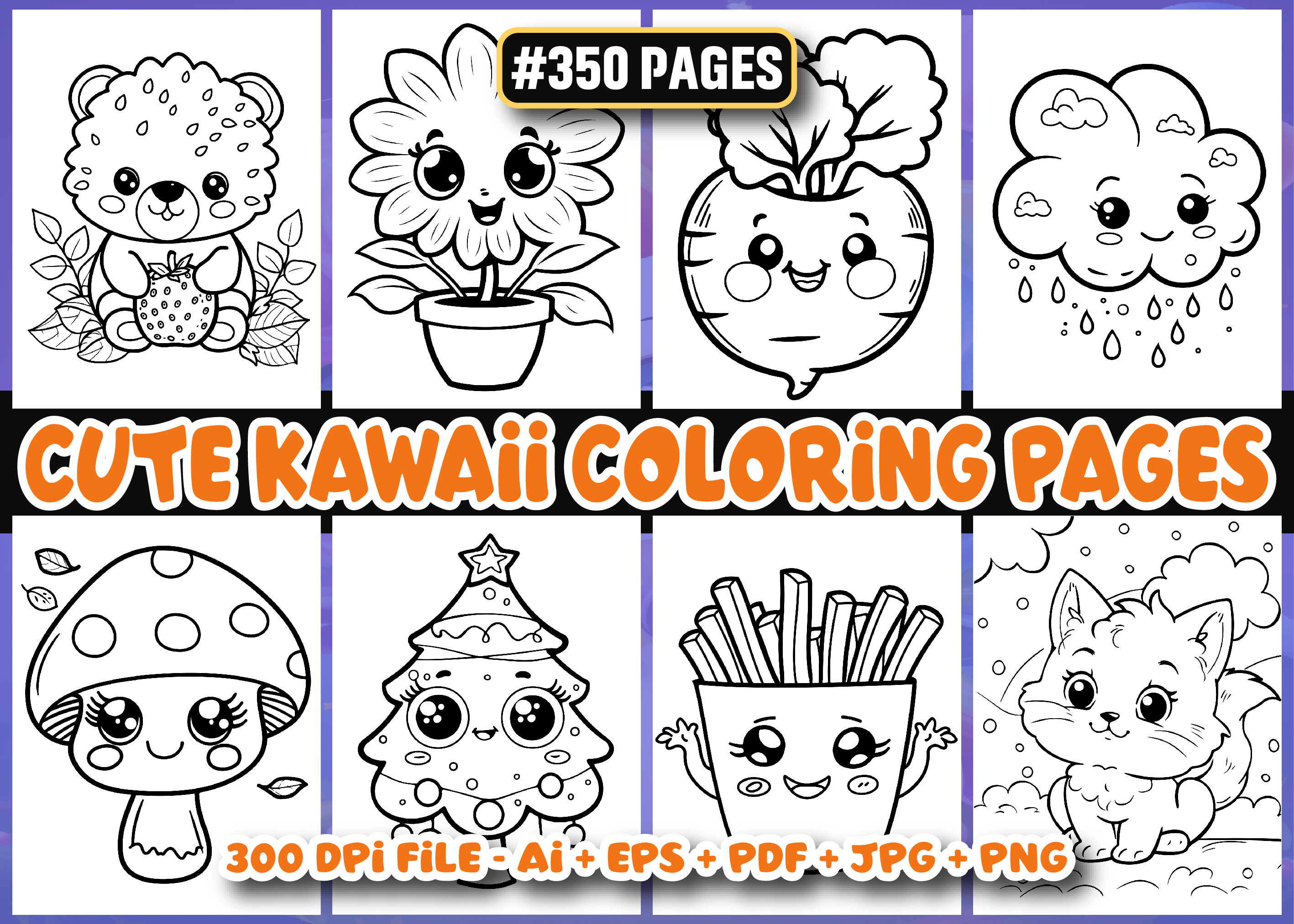 Cute Kawaii Coloring Pages for Kids KDP Graphic by ArT DeSiGn ...