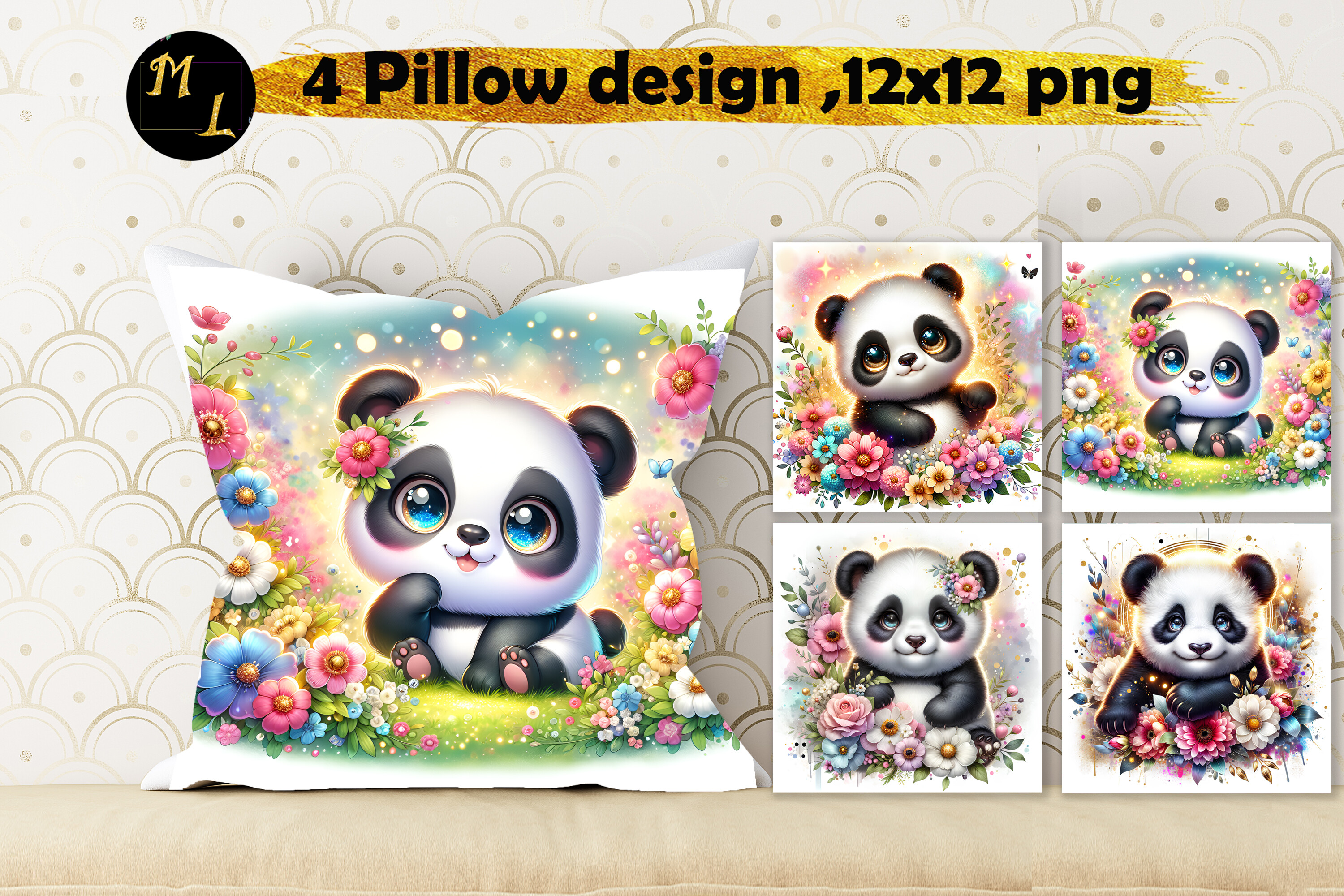 Cute Panda Pillow Sublimation Graphic by daryaboska · Creative Fabrica