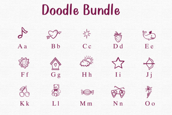 Doodle Bundle Font PNG with transparent background - Preview 1