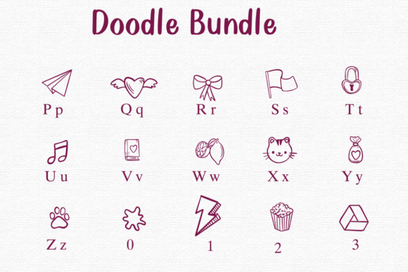 Doodle Bundle Font PNG with transparent background - Preview 2