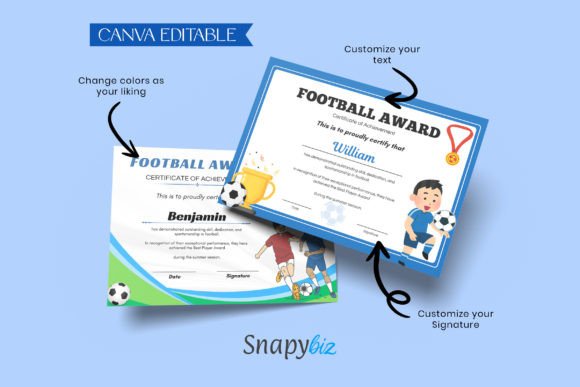Editable Football Award Certificates