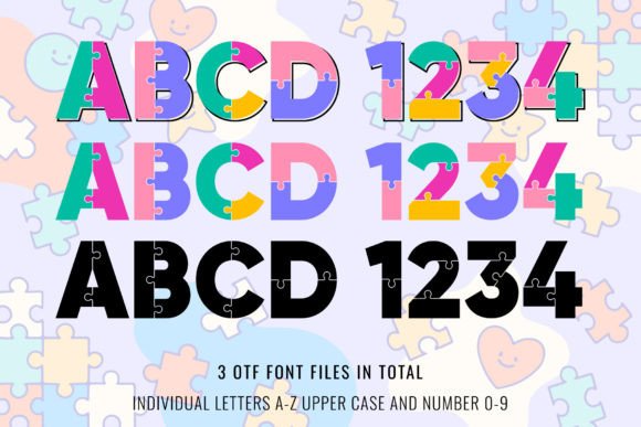 Jigsaw Pastel Font PNG with transparent background - Preview 1