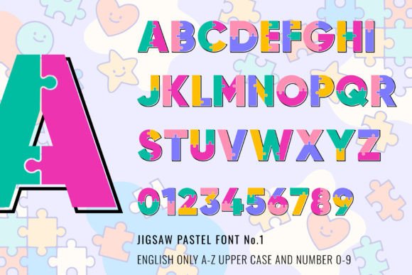 Jigsaw Pastel Font PNG with transparent background - Preview 3