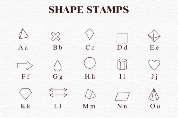 Shape Stamps Font PNG with transparent background - Preview 1