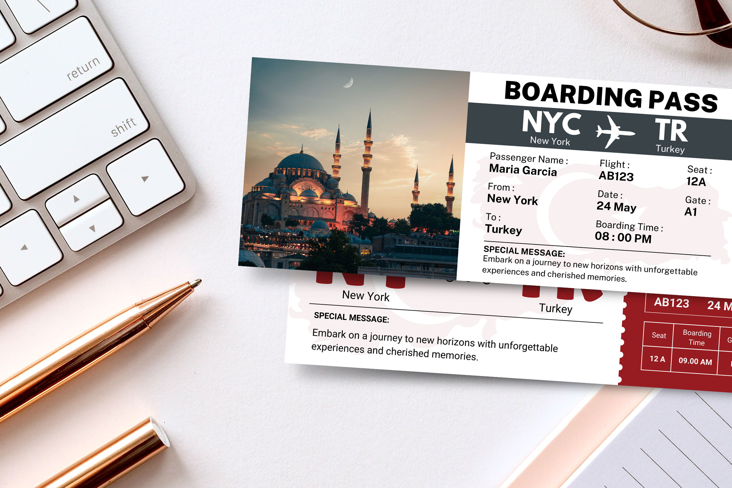 Turkey Trip Surprise Gift Ticket Canva