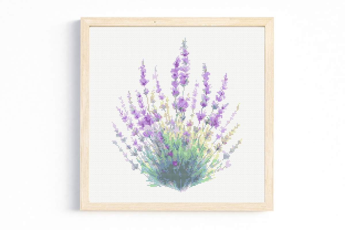 Watercolour Lavender Cross Stitch