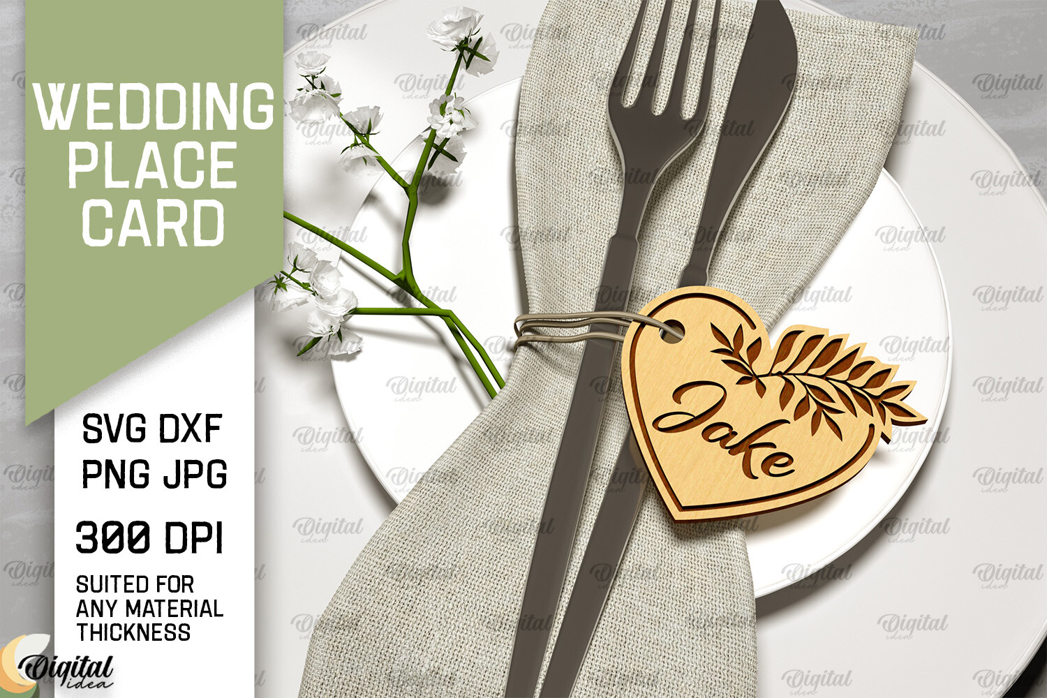 Wedding Wooden Place Card Laser Cut