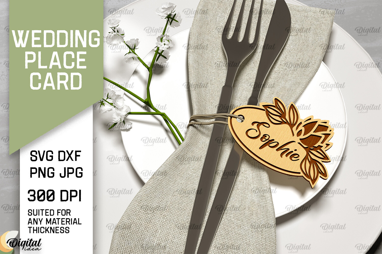Wedding Wooden Place Card Laser Cut