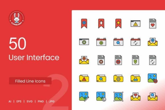 50 User Interface Filled Line Icons