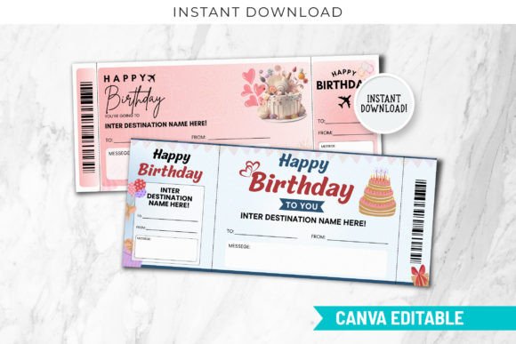 Birthday Reveal Canva Boarding Pass