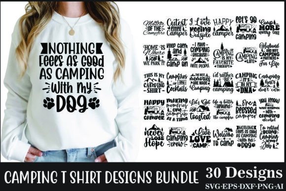 Camping T-Shirt Designs Bundle SVG Files