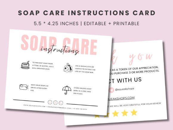Canva Editable Soap Care Card Template