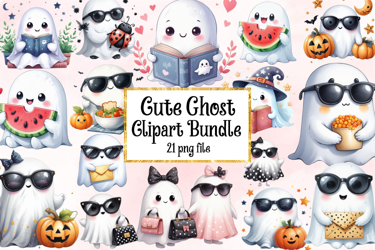 Cute Ghost Clipart Bundle Graphic by Ak Artwork · Creative Fabrica