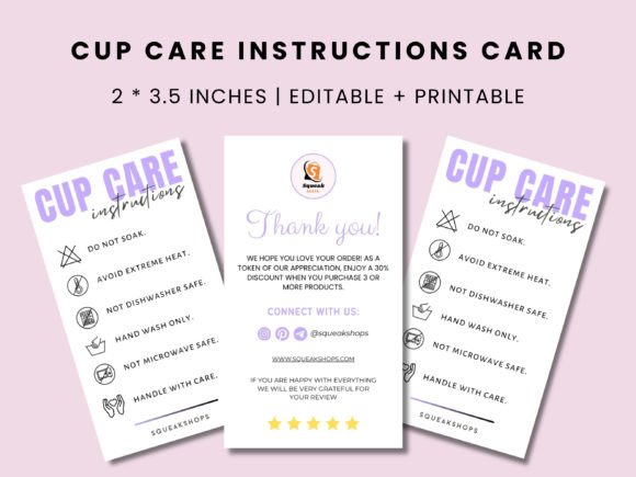 Editable Cup Care Card Canva Template