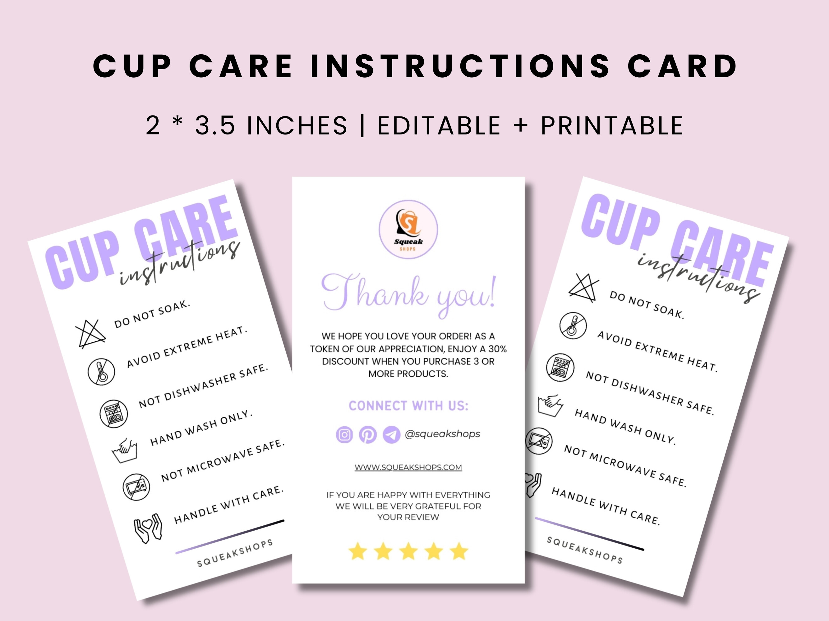 Editable Cup Care Card Canva Template