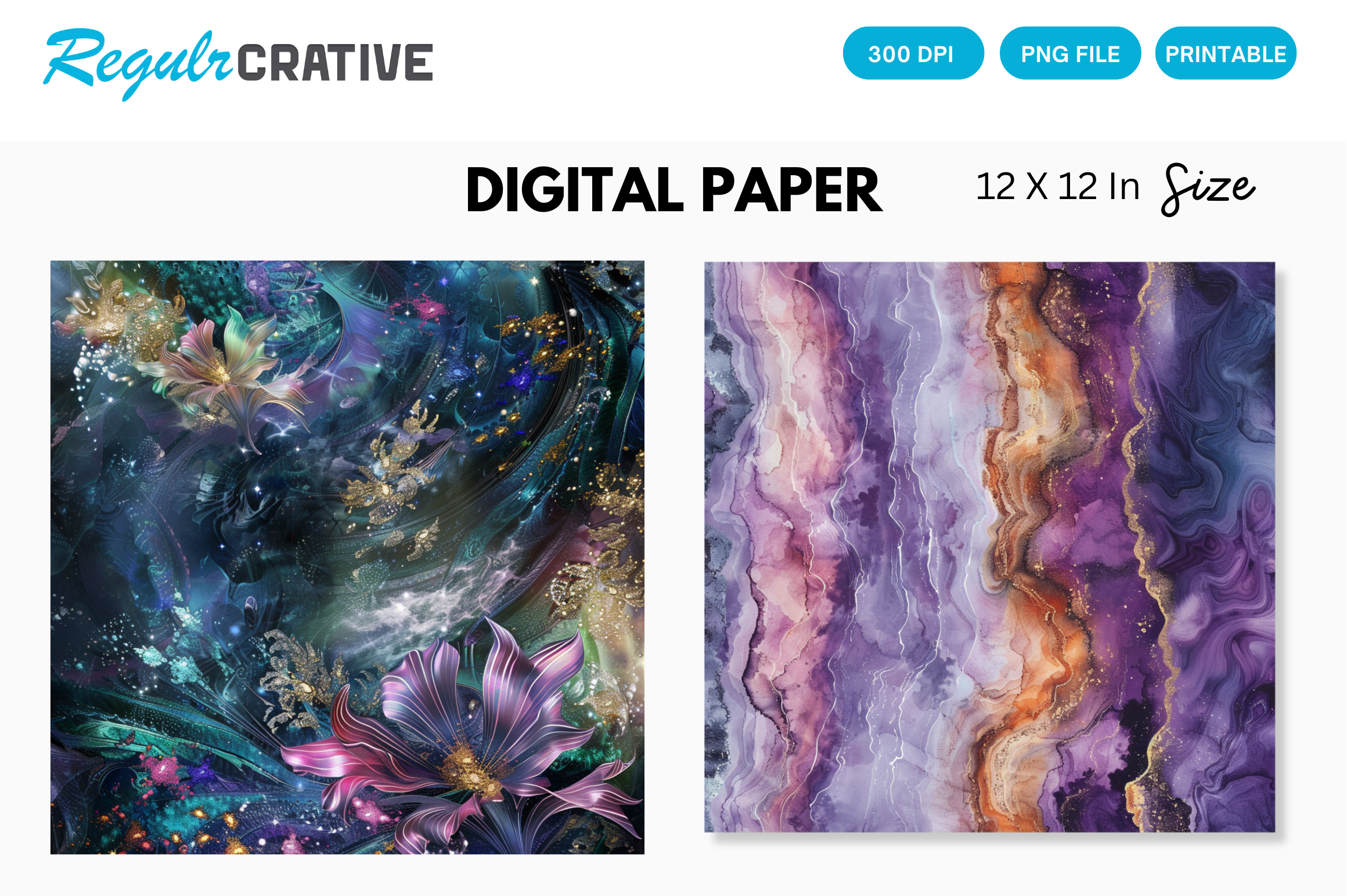 Fantasy Agatel Digital Paper Pack Graphic by Regulrcrative · Creative ...