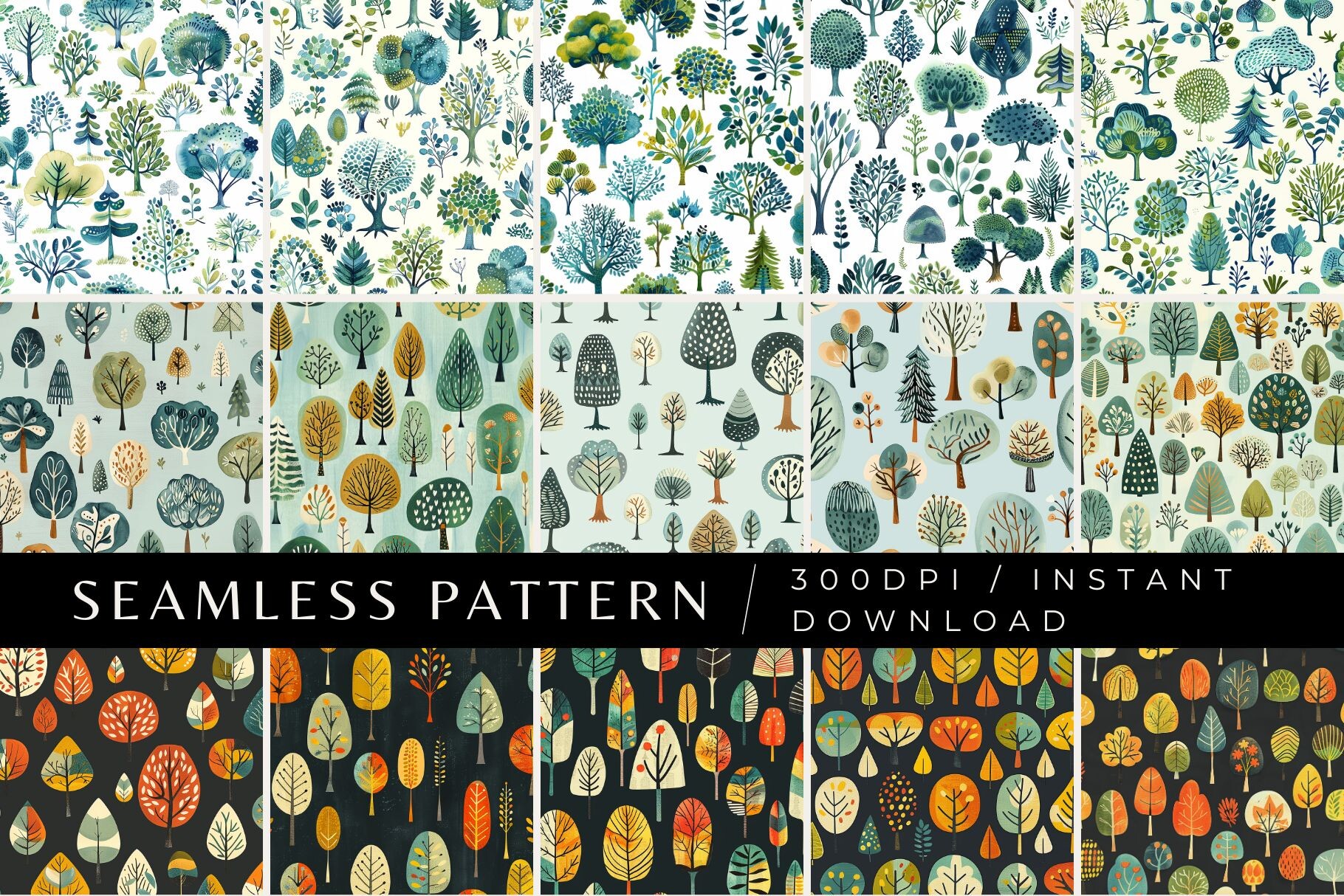 Foliage Foster Seamless Patterns Graphic by Inknfolly · Creative Fabrica