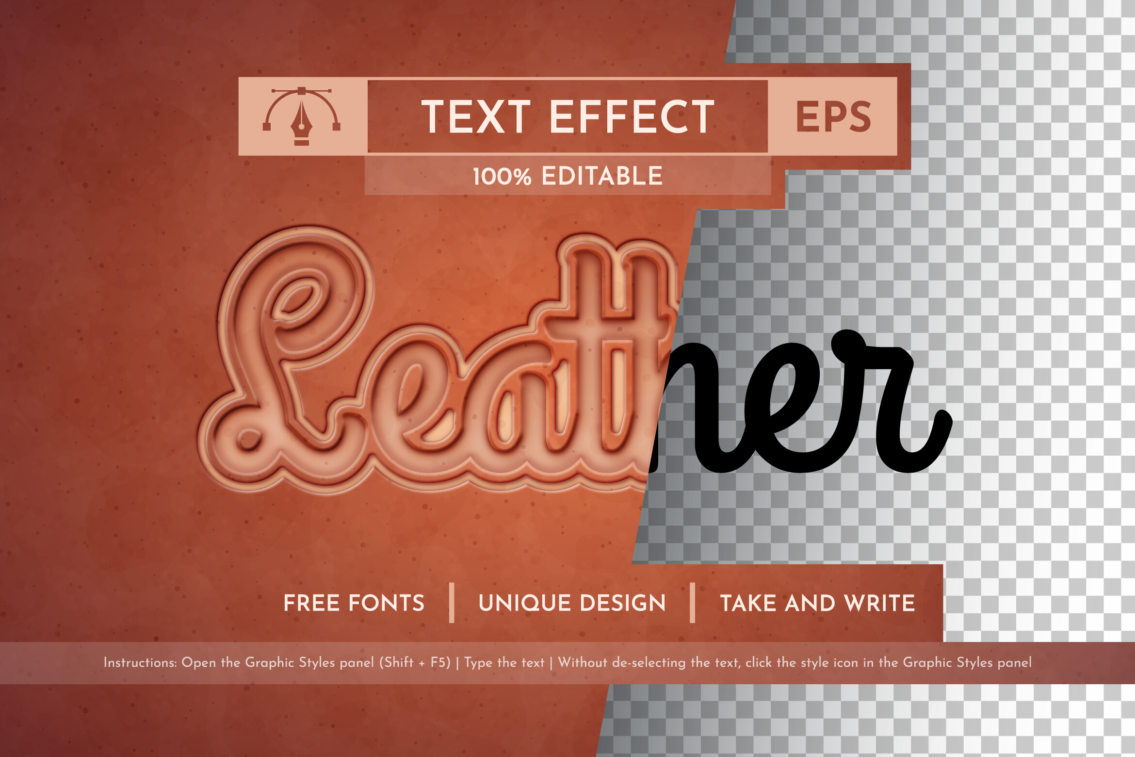 Leather Editable Text Effect Graphic by rwgusev · Creative Fabrica