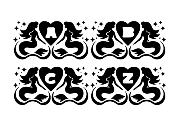 Mermaids Monogram Font PNG with transparent background - Preview 1