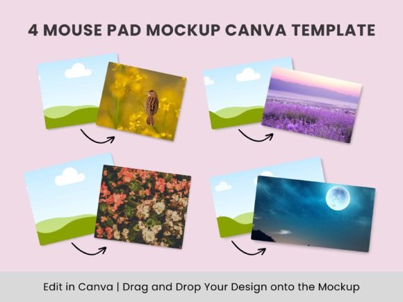Office desk mousepad mockup templates editable in Canva