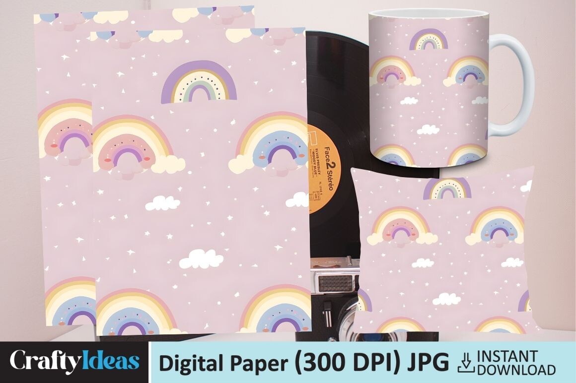 Pastel Rainbow Digital Papers Graphic by CraftyIdeas · Creative Fabrica