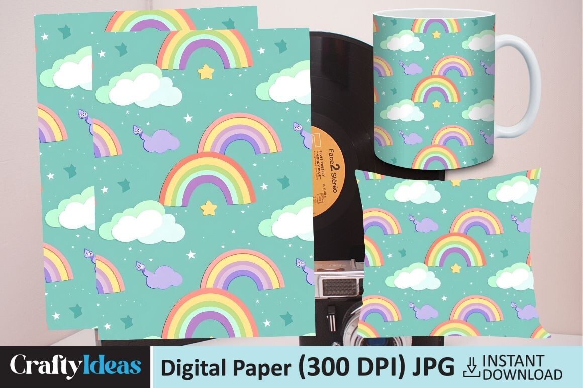 Pastel Rainbow Digital Papers Graphic by CraftyIdeas · Creative Fabrica