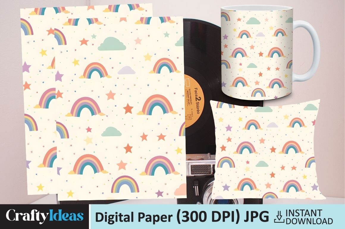 Pastel Rainbow Digital Papers Graphic by CraftyIdeas · Creative Fabrica